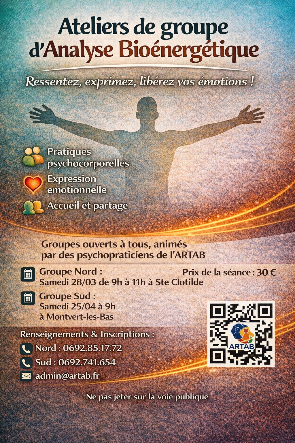 Ateliers de groupe d’Analyse Bioénergétique en avril et mai 2026